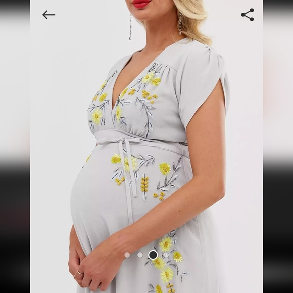 NWT Embroidered + Beaded Maternity Dress - Picture 6 of 7